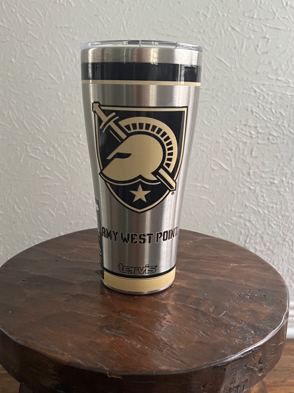 West Point USMA Army Stainless Steel Tumbler, Black & Gold Crest Logo, 30oz